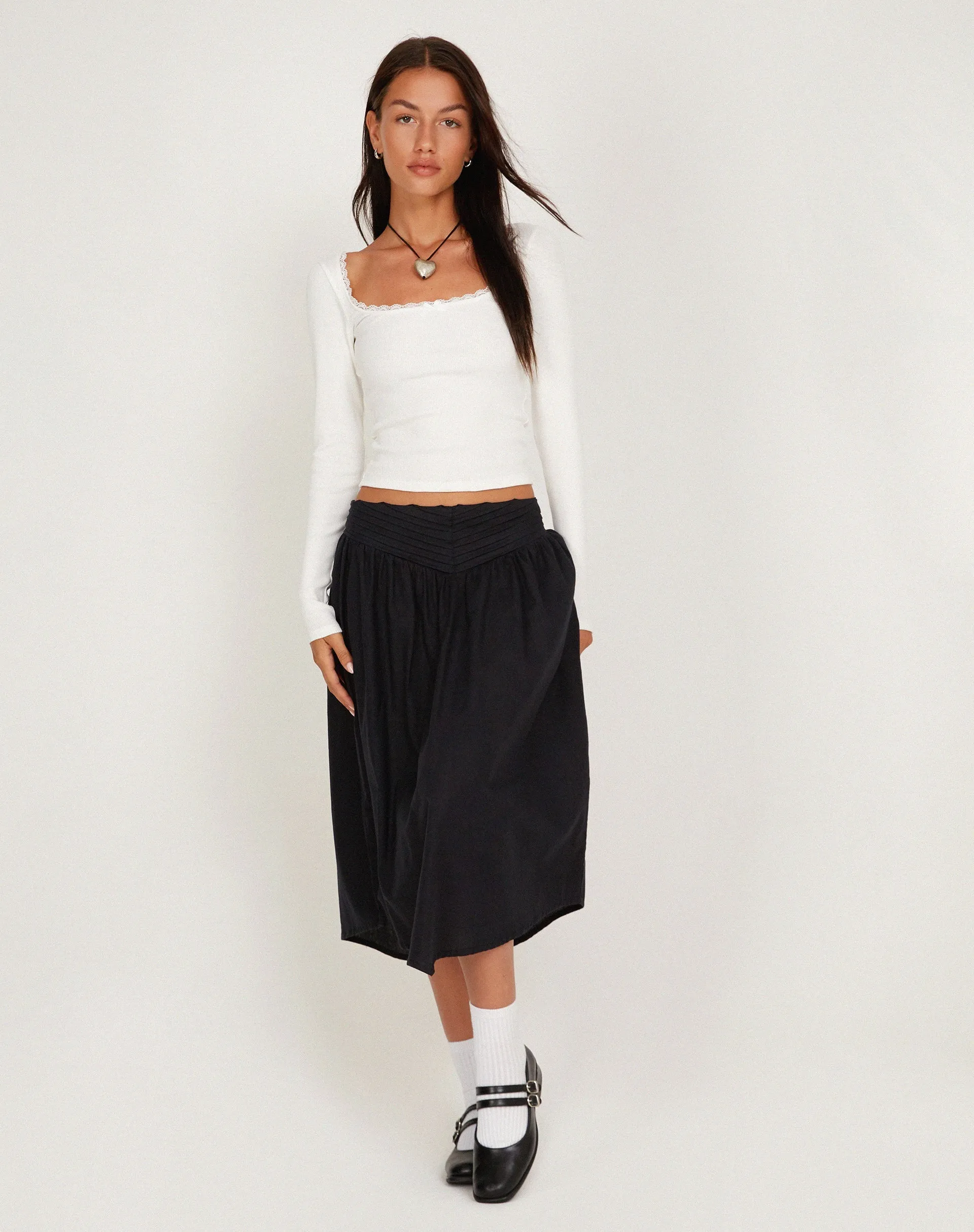 India Midi Skirt in Black