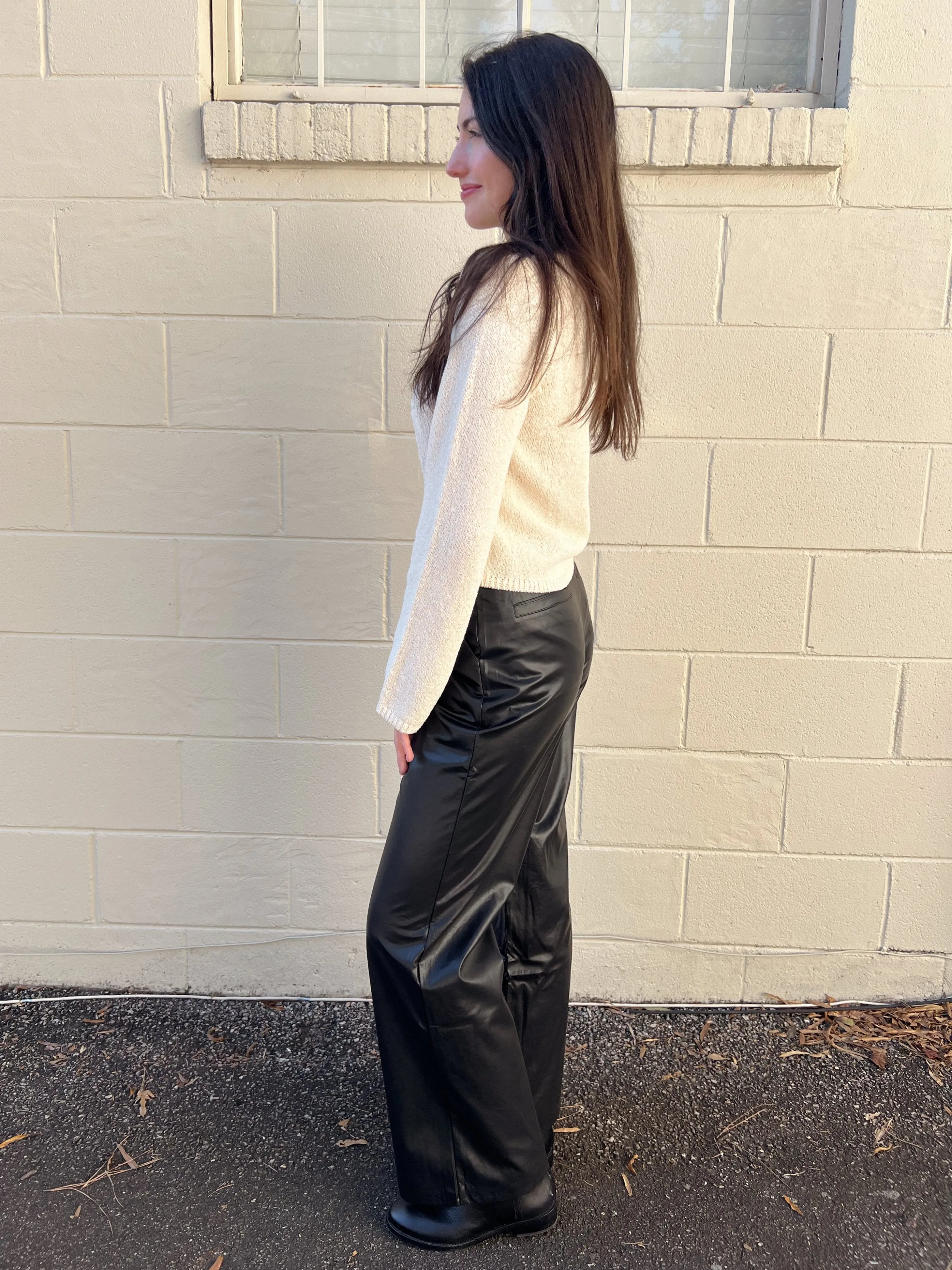 James Faux Leather Straight Leg Pants