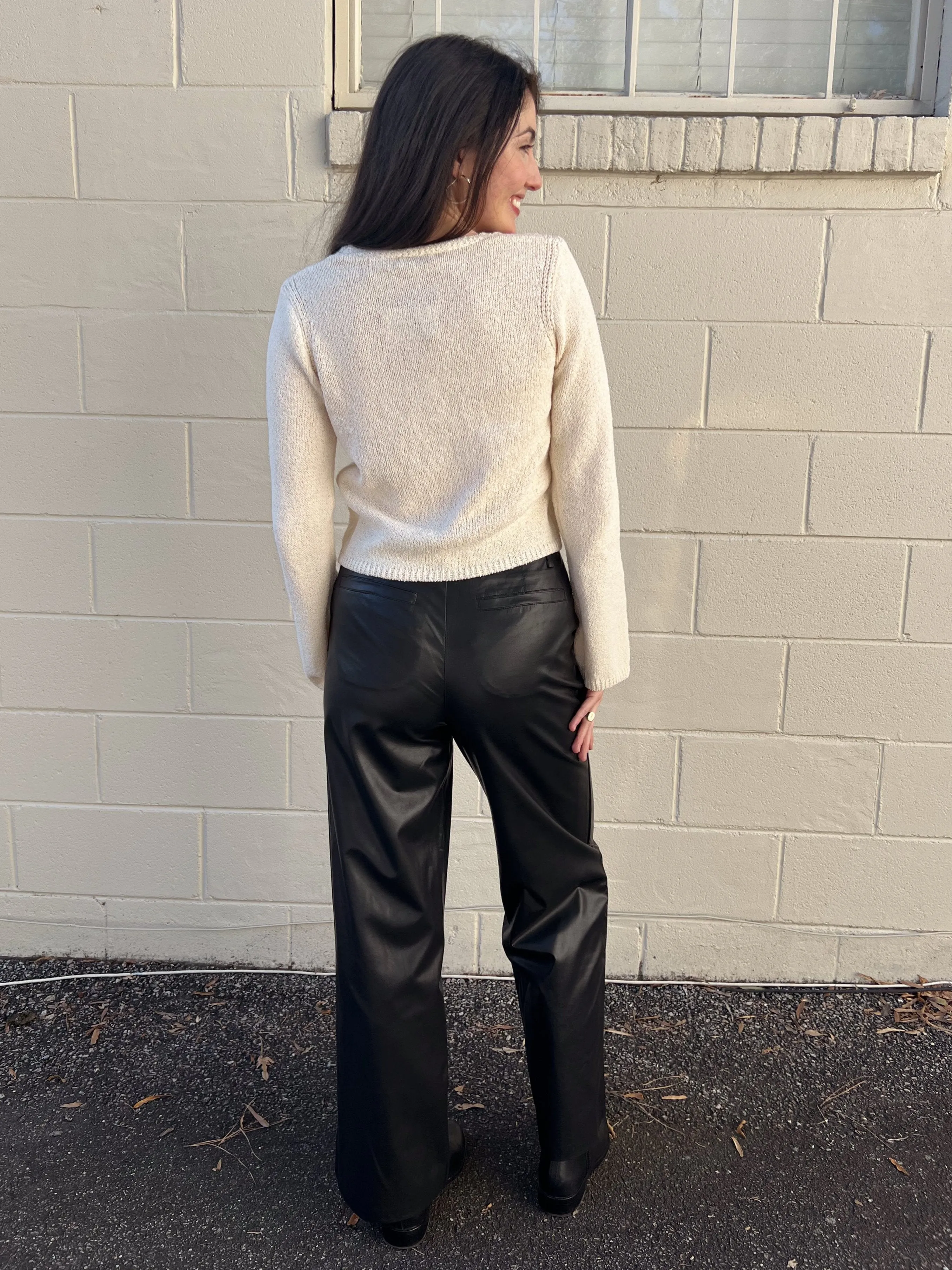 James Faux Leather Straight Leg Pants