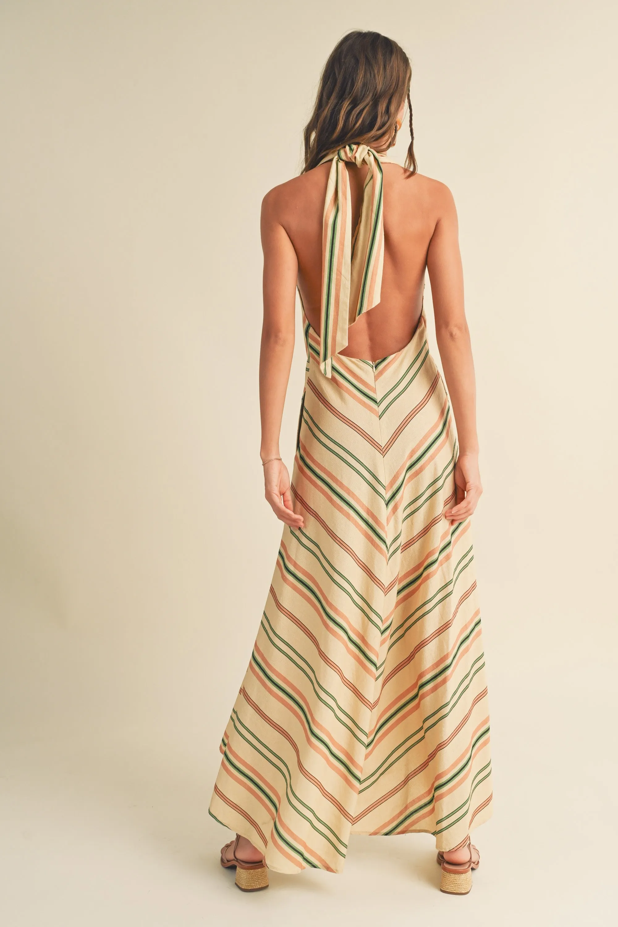 Jocelyn Halter Stripe Maxi Dress