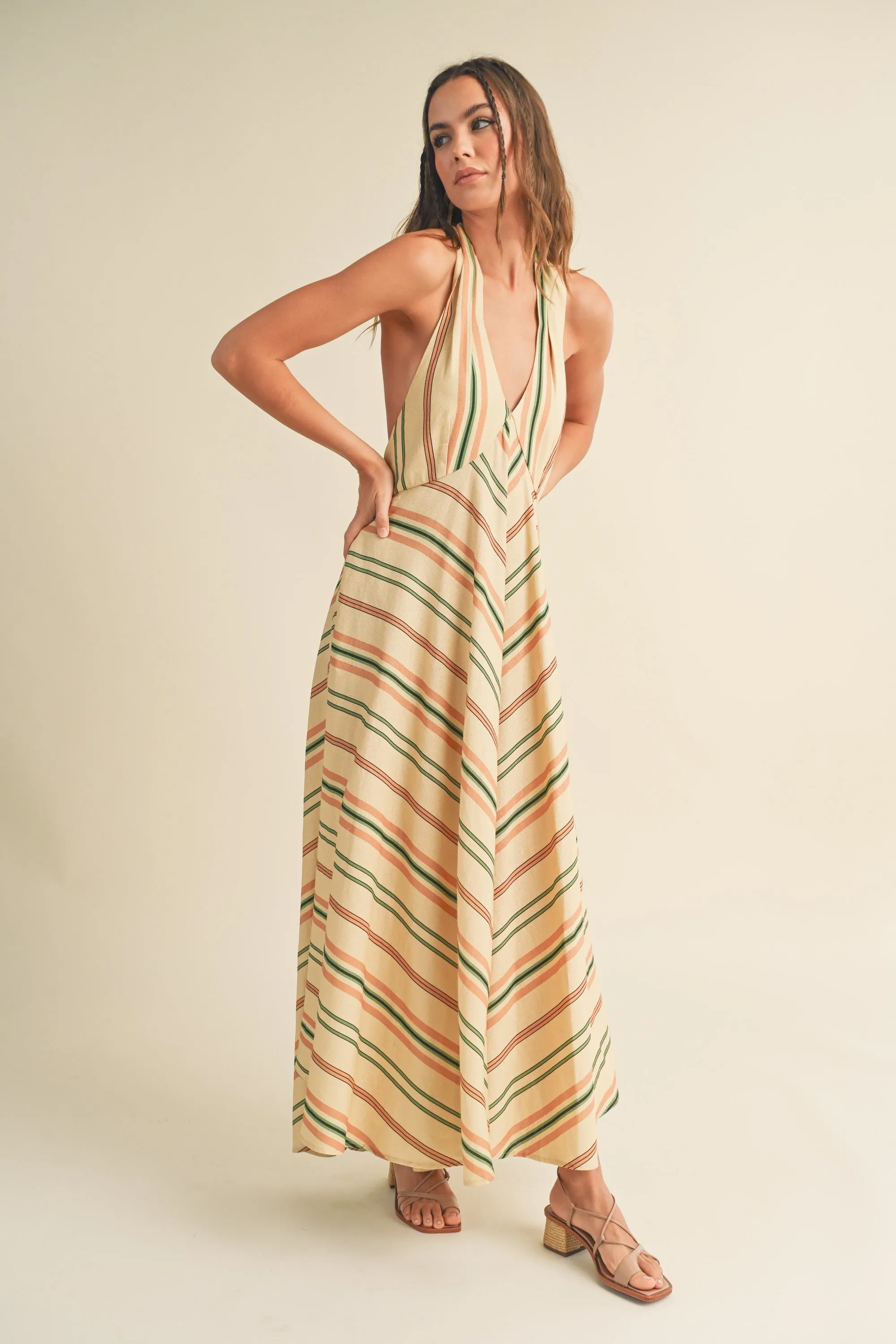 Jocelyn Halter Stripe Maxi Dress