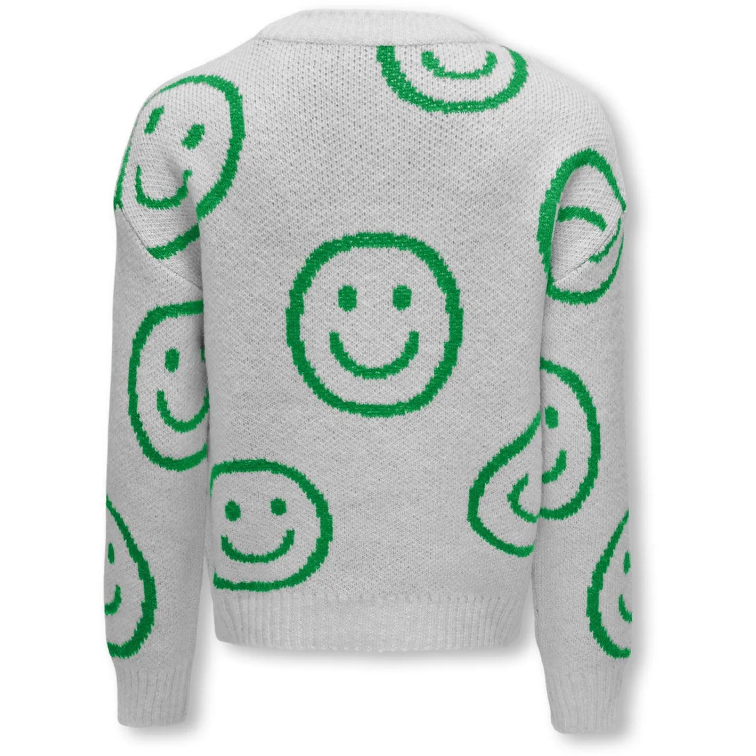 kids ONLY Light Grey Melange Island Green Happy Smiley Happie Pullover Knit Blouse