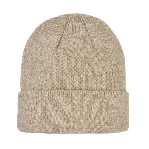 LADIES HEATHERED KNIT SUPER STRETCH CUFF HAT TAN