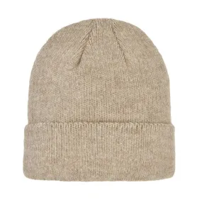 LADIES HEATHERED KNIT SUPER STRETCH CUFF HAT TAN