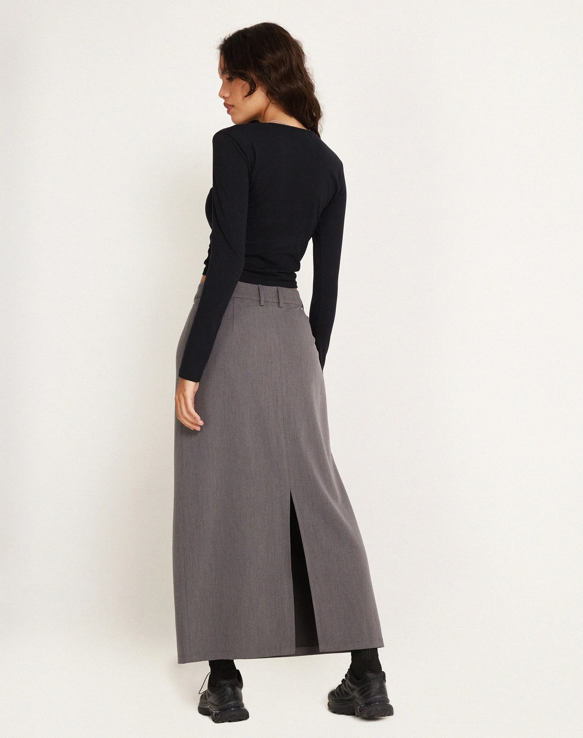 Lanula Midi Skirt in Tailoring Charcoal