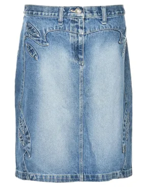 Light Wash Western Denim Skirt - L