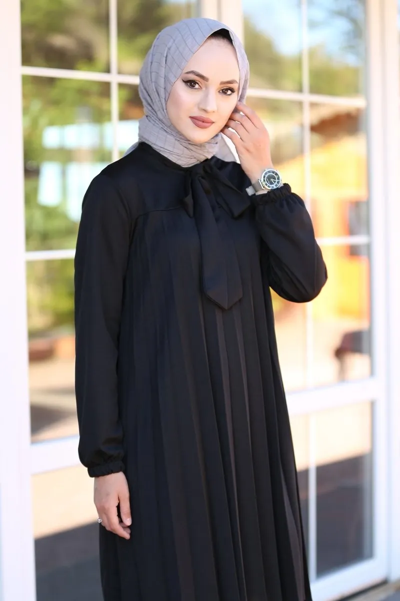 Long Black Pleated Tunic