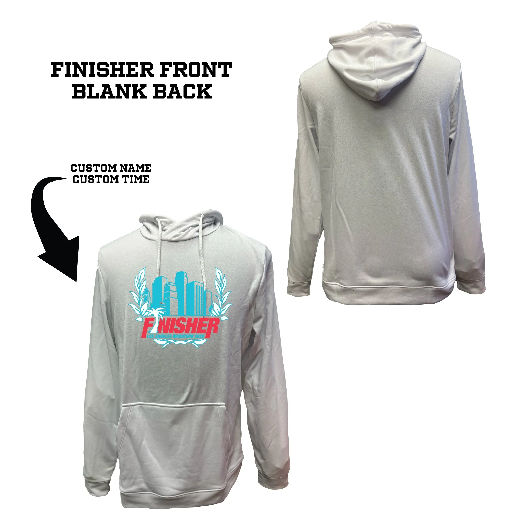 Los Angeles Marathon 2024 Official Finisher Unisex White French Terry Hoodie (2031A617)