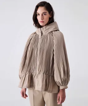 Machka Detailed Zip Up Coat Beige