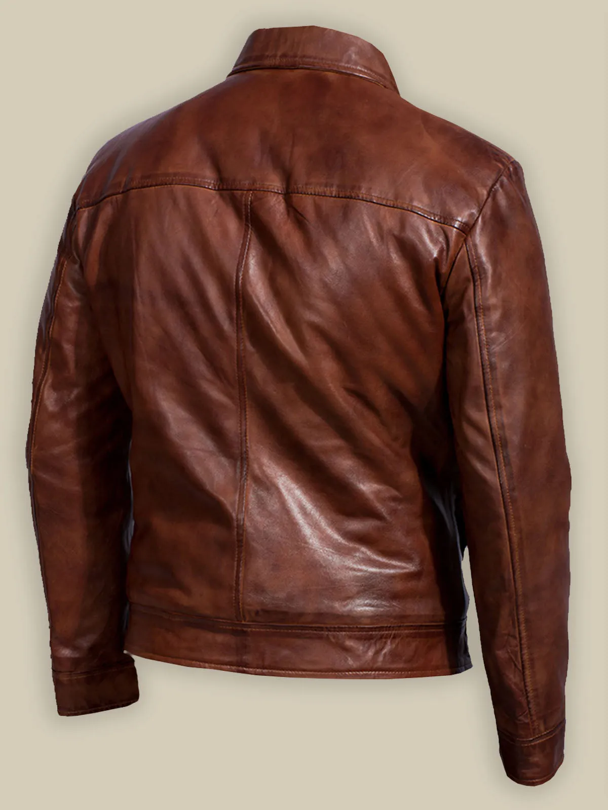 Men Reddish Brown Leather Jacket