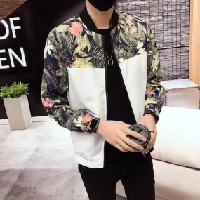 Men's Chinese Style Fashion Floral Print Bomber Jacket