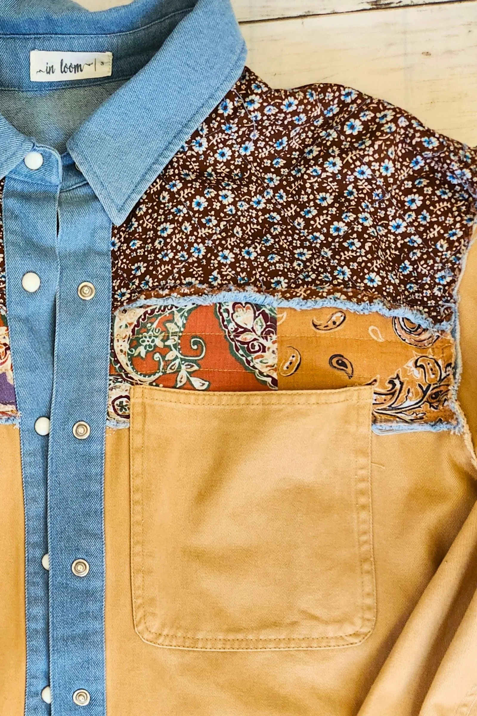 Mixed Print Utility Shacket