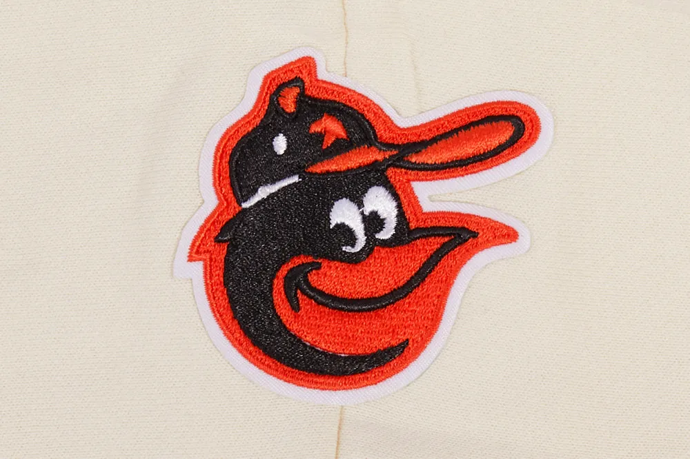 MLB BALTIMORE ORIOLES RETRO CLASSIC WOMEN'S RIB CROPPED PO HOODIE (EGGSHELL/ BLACK)