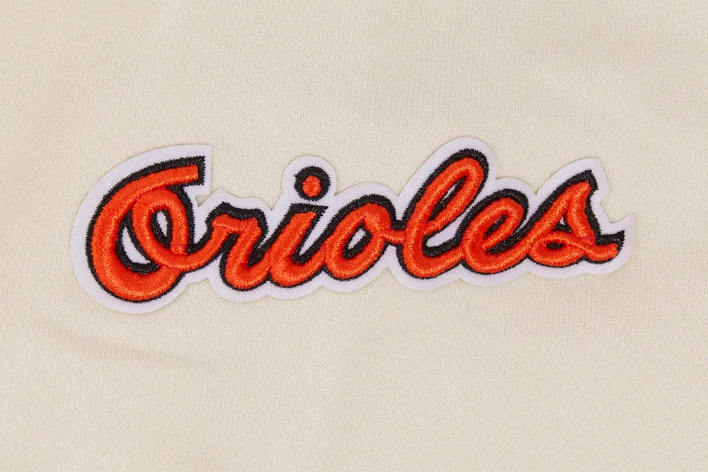 MLB BALTIMORE ORIOLES RETRO CLASSIC WOMEN'S RIB CROPPED PO HOODIE (EGGSHELL/ BLACK)