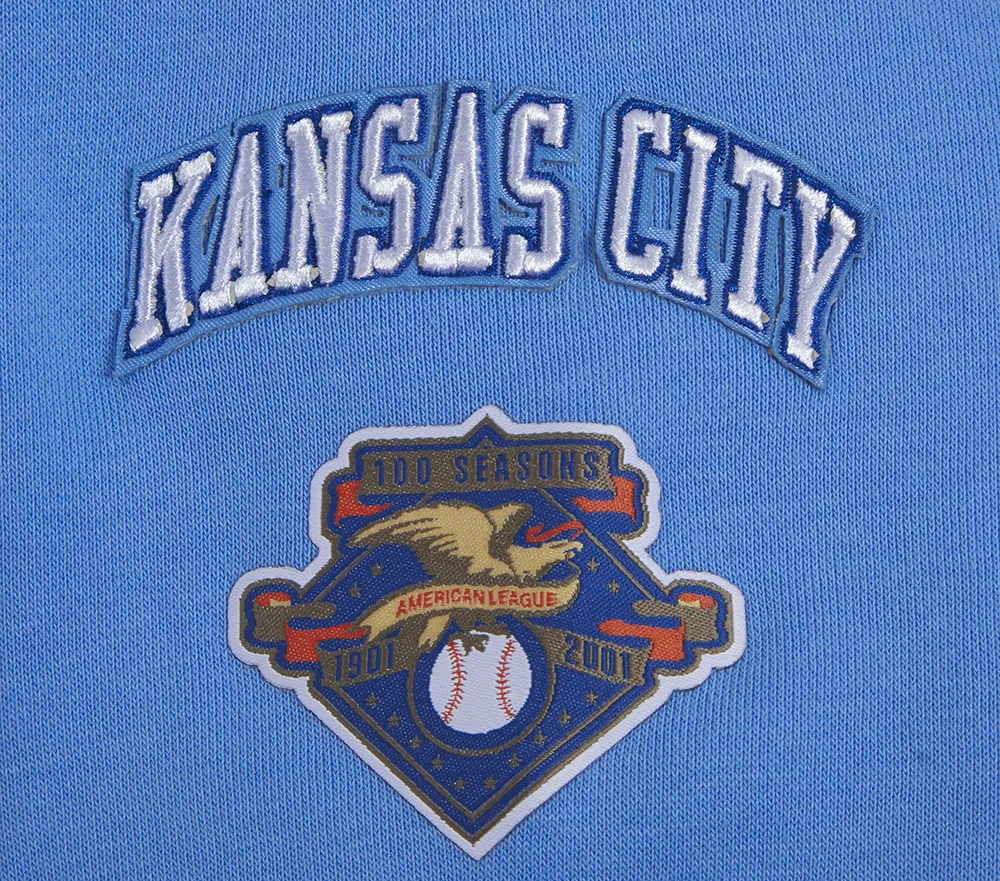 MLB KANSAS CITY ROYALS RETRO CLASSIC WOMEN'S CROPPED PO HOODIE (UNIVERSITY BLUE)