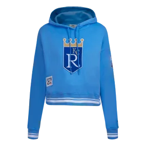 MLB KANSAS CITY ROYALS RETRO CLASSIC WOMEN'S CROPPED PO HOODIE (UNIVERSITY BLUE)