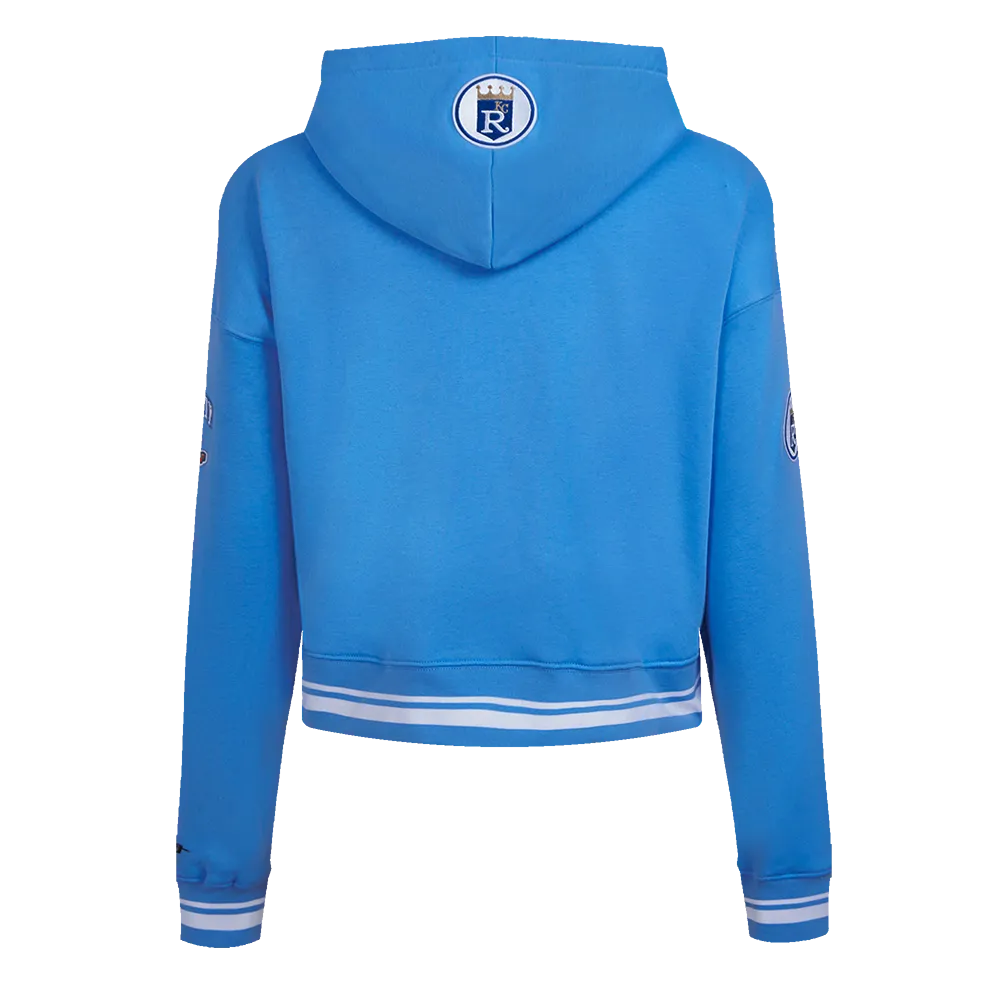 MLB KANSAS CITY ROYALS RETRO CLASSIC WOMEN'S CROPPED PO HOODIE (UNIVERSITY BLUE)