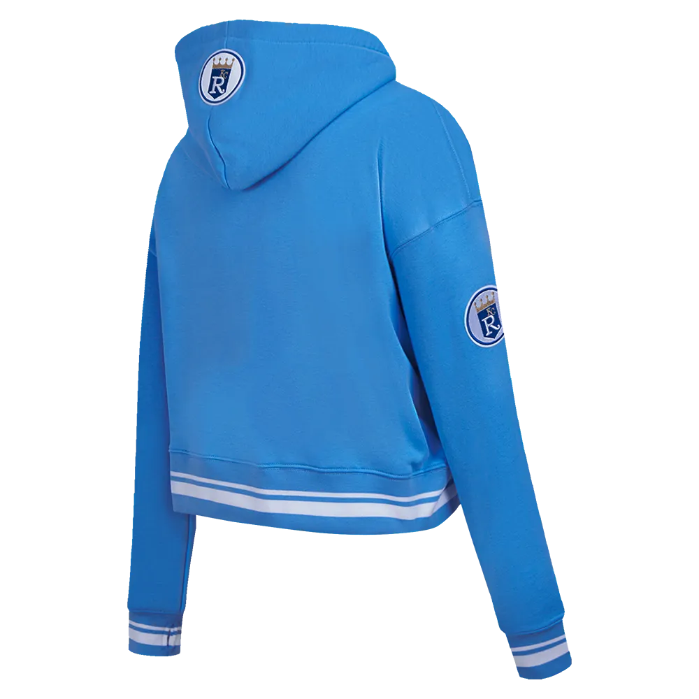 MLB KANSAS CITY ROYALS RETRO CLASSIC WOMEN'S CROPPED PO HOODIE (UNIVERSITY BLUE)