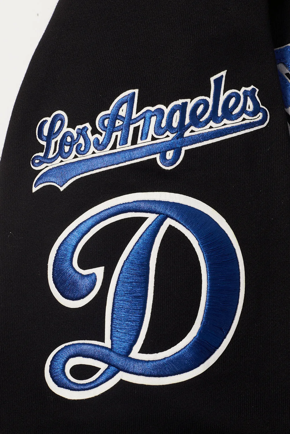 MLB LOS ANGELES DODGERS MASHUP WOMEN'S RIB CROPPED PO HOODIE (BLACK/DODGER BLUE)