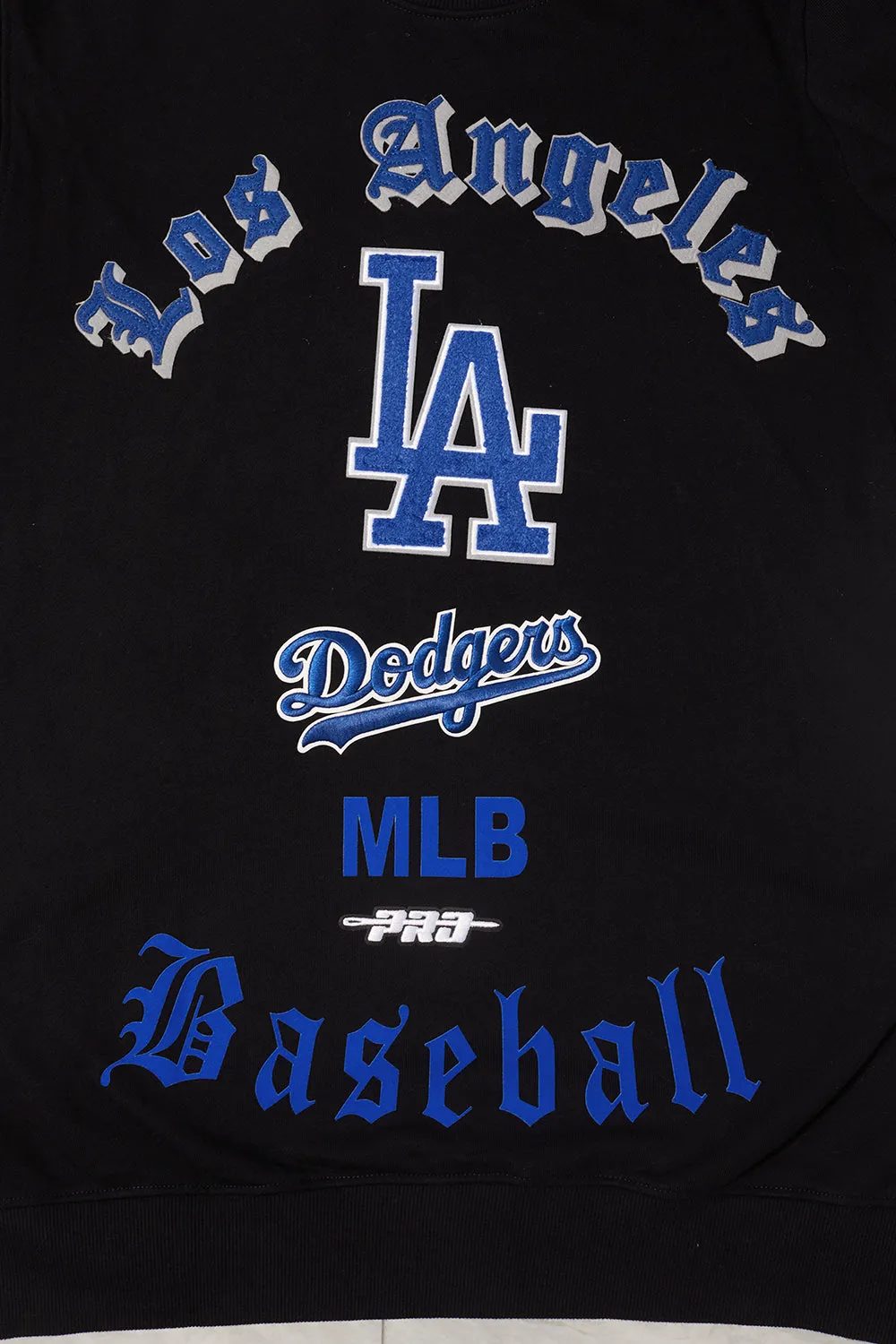 MLB LOS ANGELES DODGERS MASHUP WOMEN'S RIB CROPPED PO HOODIE (BLACK/DODGER BLUE)