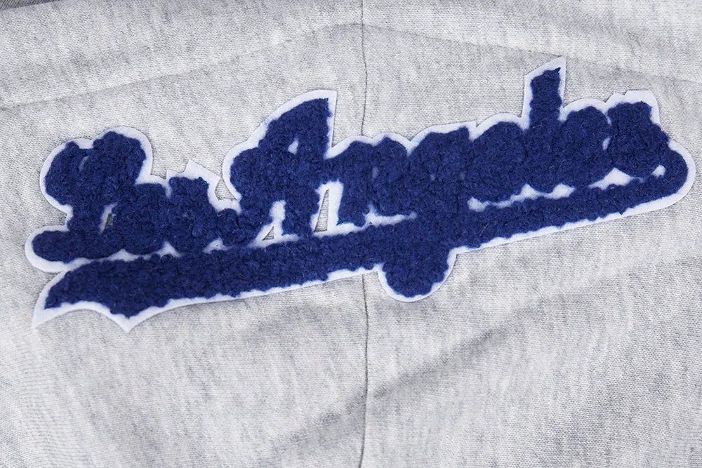 MLB LOS ANGELES DODGERS MASHUP WOMEN'S RIB CROPPED PO HOODIE (HEATHER GREY/DODGER BLUE)