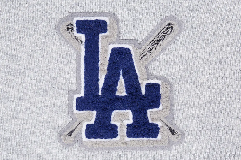 MLB LOS ANGELES DODGERS MASHUP WOMEN'S RIB CROPPED PO HOODIE (HEATHER GREY/DODGER BLUE)