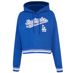 MLB LOS ANGELES DODGERS SCRIPT TAIL WOMEN'S RIB FLC CROPPED PO HOODIE (DODGER BLUE)