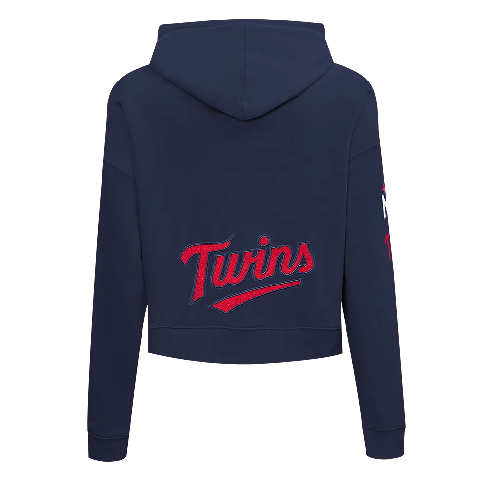 MLB MINNESOTA TWINS CLASSIC WOMEN'S CROPPED PO HOODIE (MIDNIGHT NAVY)