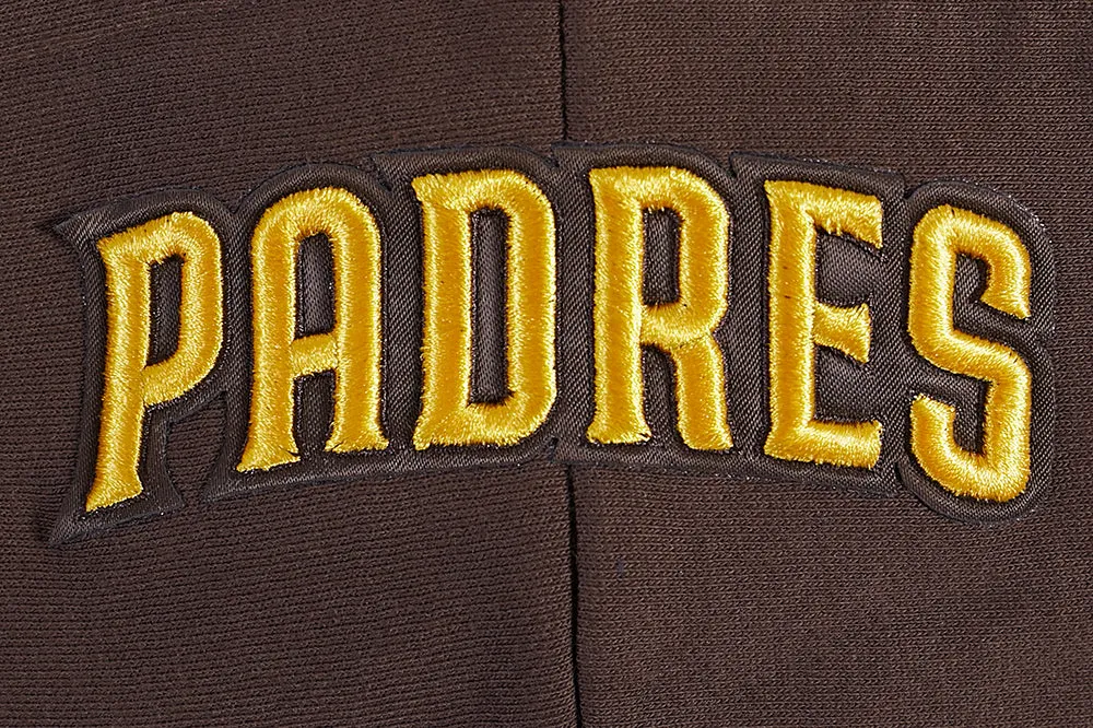 MLB SAN DIEGO PADRES SCRIPT TAIL WOMEN'S RIB FLC CROPPED PO HOODIE (BROWN)