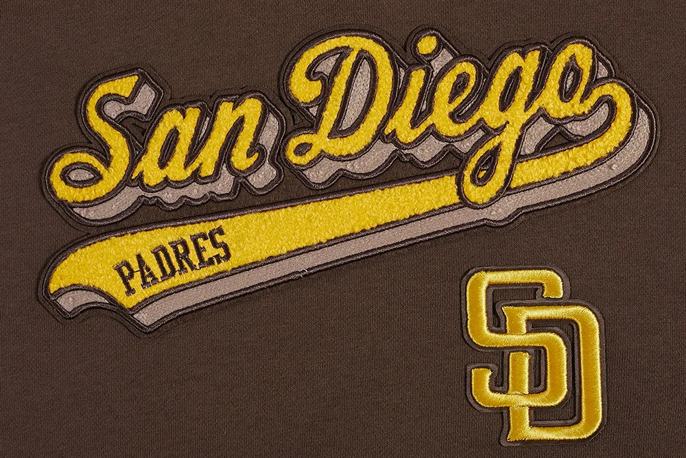 MLB SAN DIEGO PADRES SCRIPT TAIL WOMEN'S RIB FLC CROPPED PO HOODIE (BROWN)