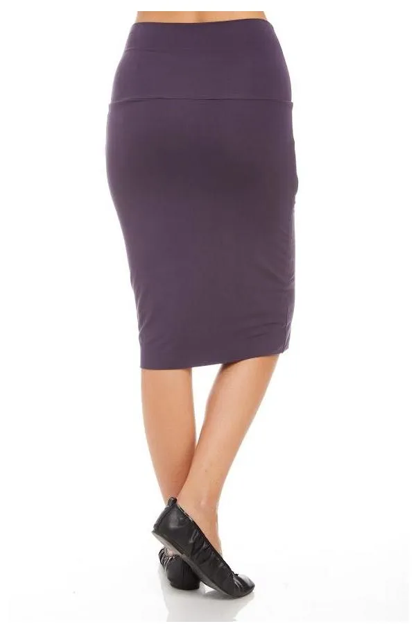 MODAL PENCIL SLIM SKIRT (EGGPLANT)