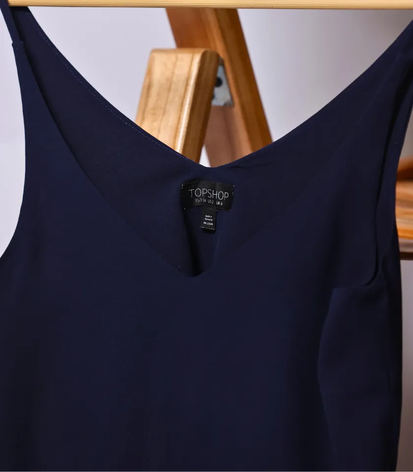 Navy Blue Tank Top by Top Shop