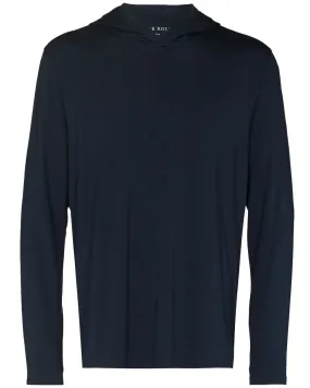 Navy Jersey Hooded Long Sleeve T-Shirt