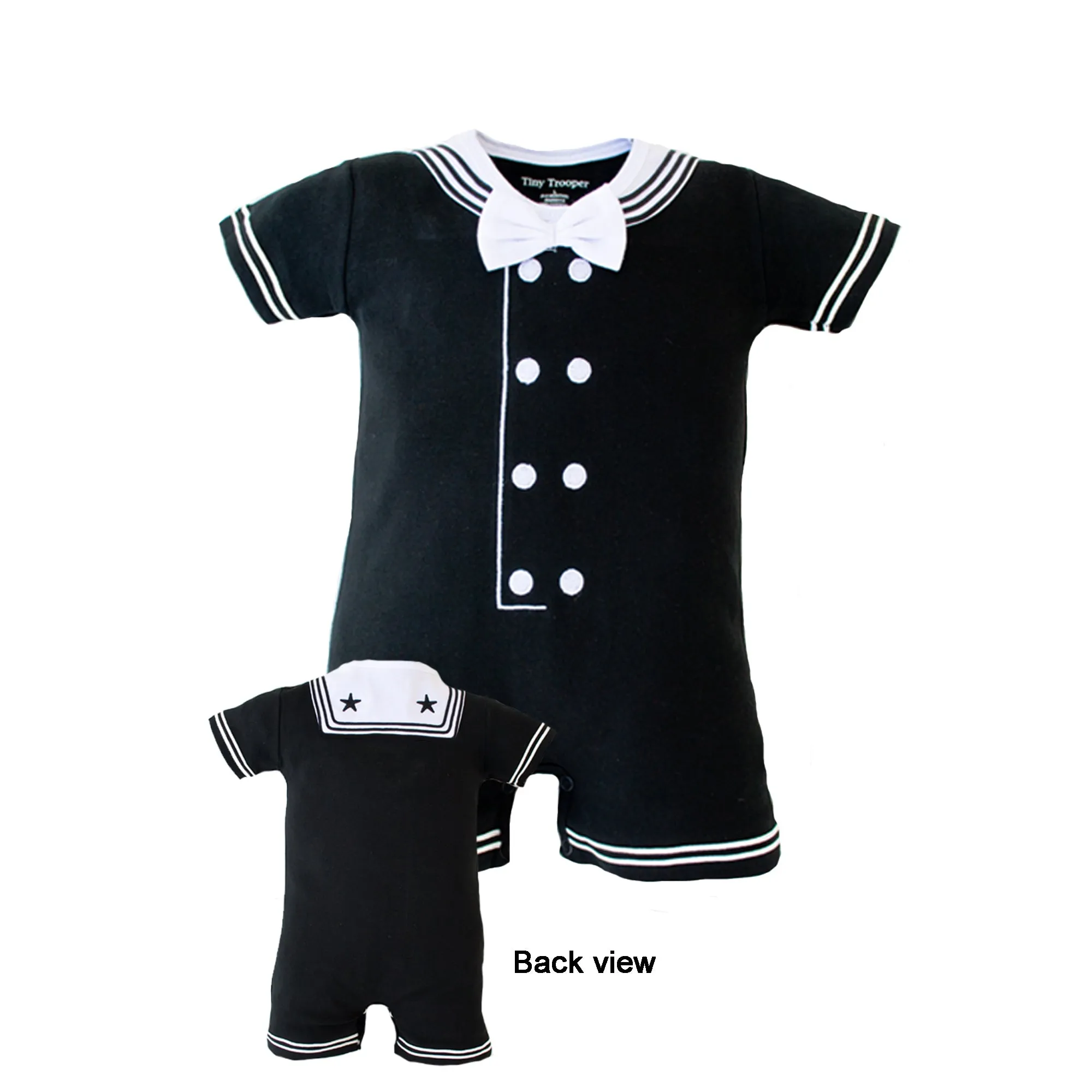 Navy Sailor Baby Romper Black