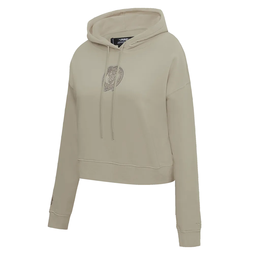 NBA BOSTON CELTICS NEUTRAL WOMEN'S CROPPED PO HOODIE (TAUPE)