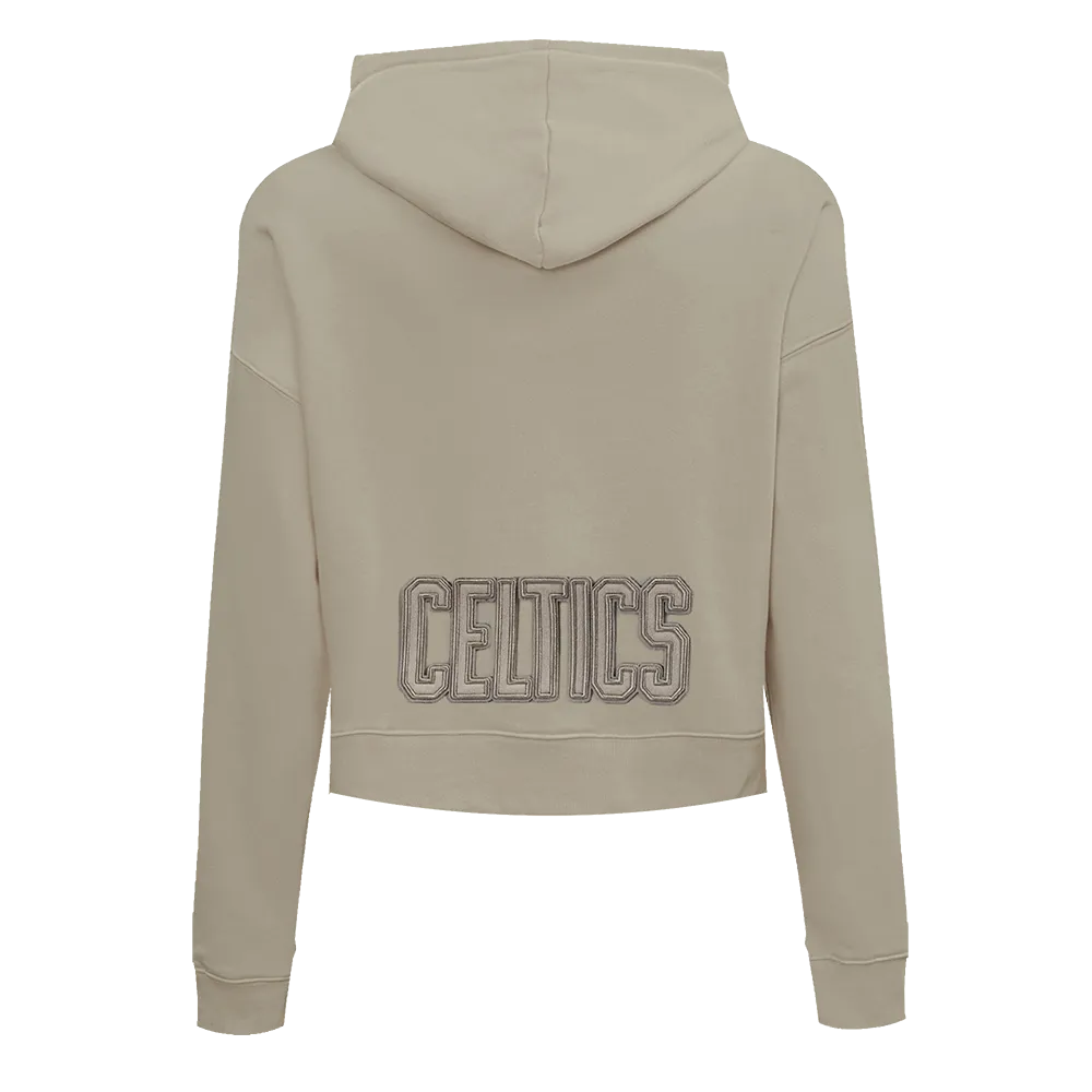 NBA BOSTON CELTICS NEUTRAL WOMEN'S CROPPED PO HOODIE (TAUPE)