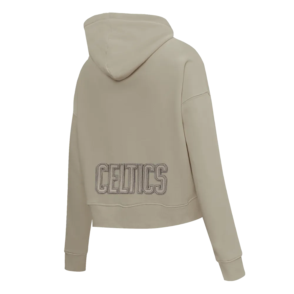 NBA BOSTON CELTICS NEUTRAL WOMEN'S CROPPED PO HOODIE (TAUPE)