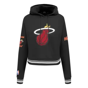 NBA MIAMI HEAT RETRO CLASSIC WOMEN'S CROPPED PO HOODIE (BLACK)