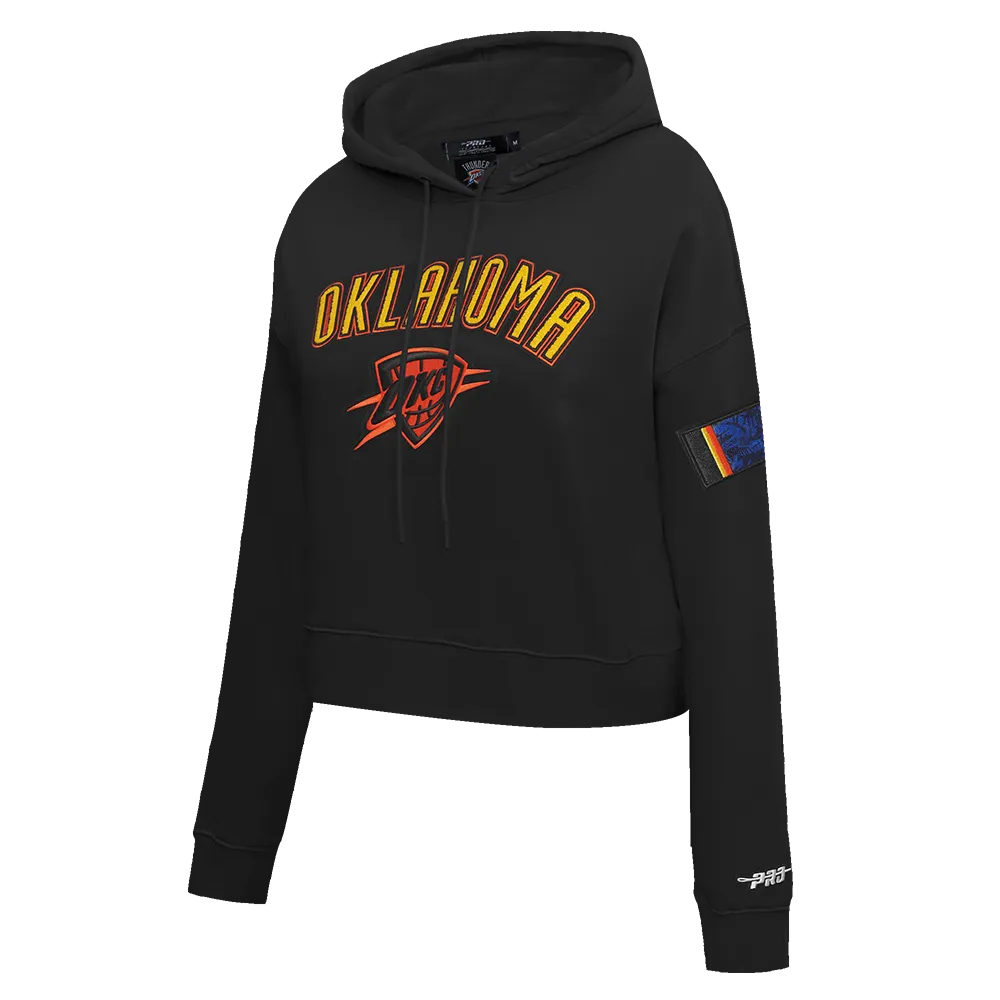 NBA OKLAHOMA CITY THUNDER CITY EDITION 24-25 WOMEN'S FLC CROPPED PO HO (BLACK)