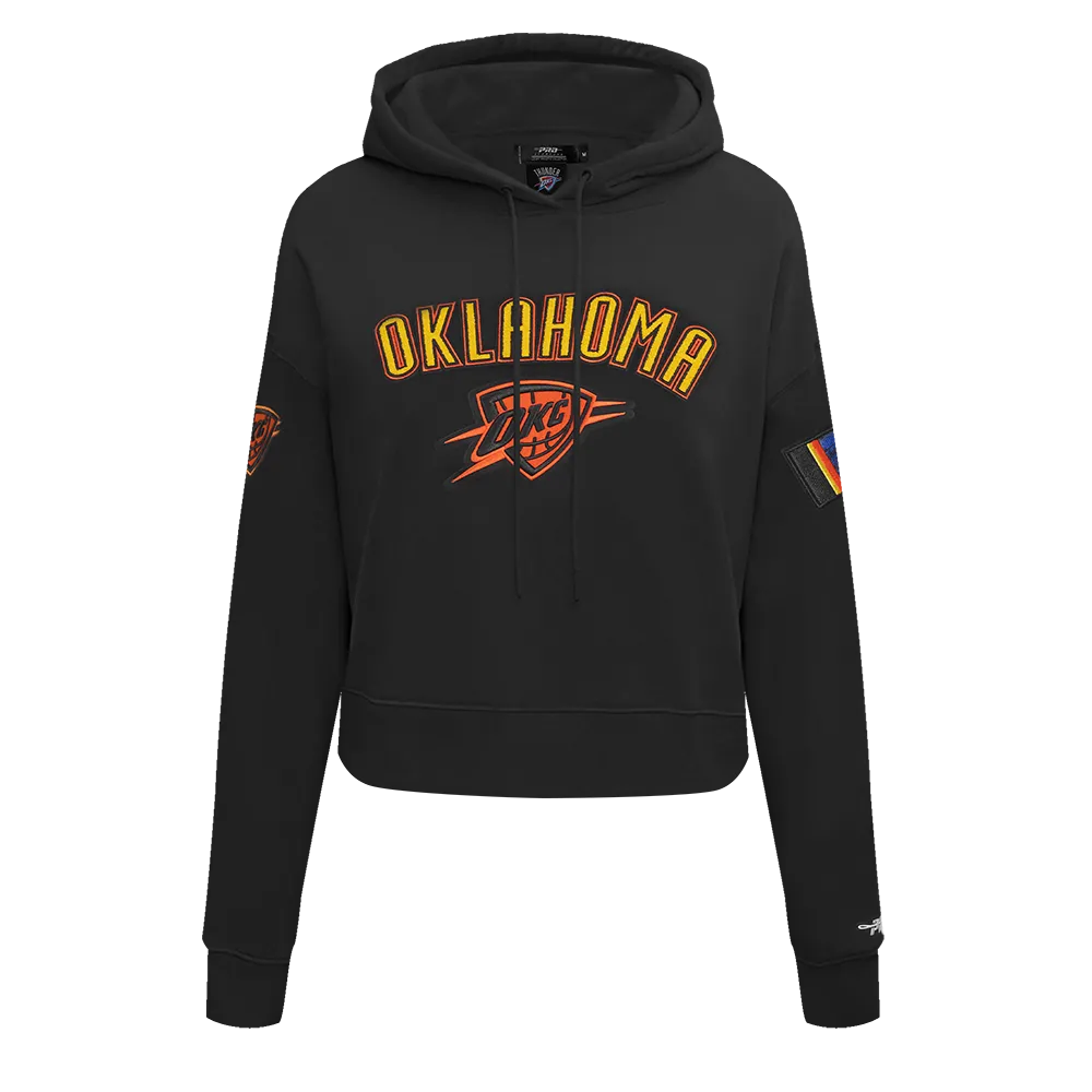 NBA OKLAHOMA CITY THUNDER CITY EDITION 24-25 WOMEN'S FLC CROPPED PO HO (BLACK)