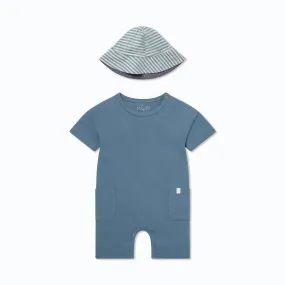 Organic Cotton Oversized Romper & Sun Hat Set