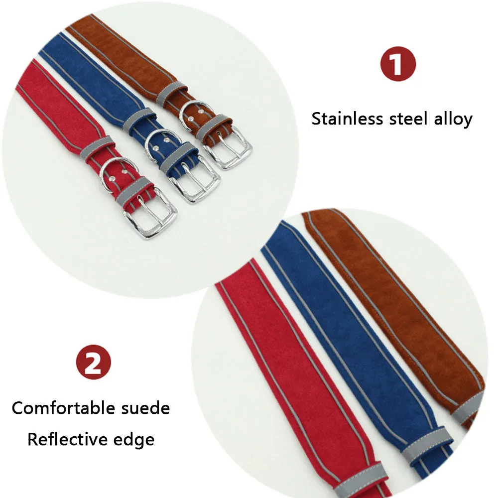 PAWS ASIA Manufacturers Suede Reflective Wide Heavy Duty Large Dog Collar And Leash Set