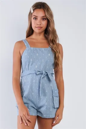 Pin Striped Square Neck Romper