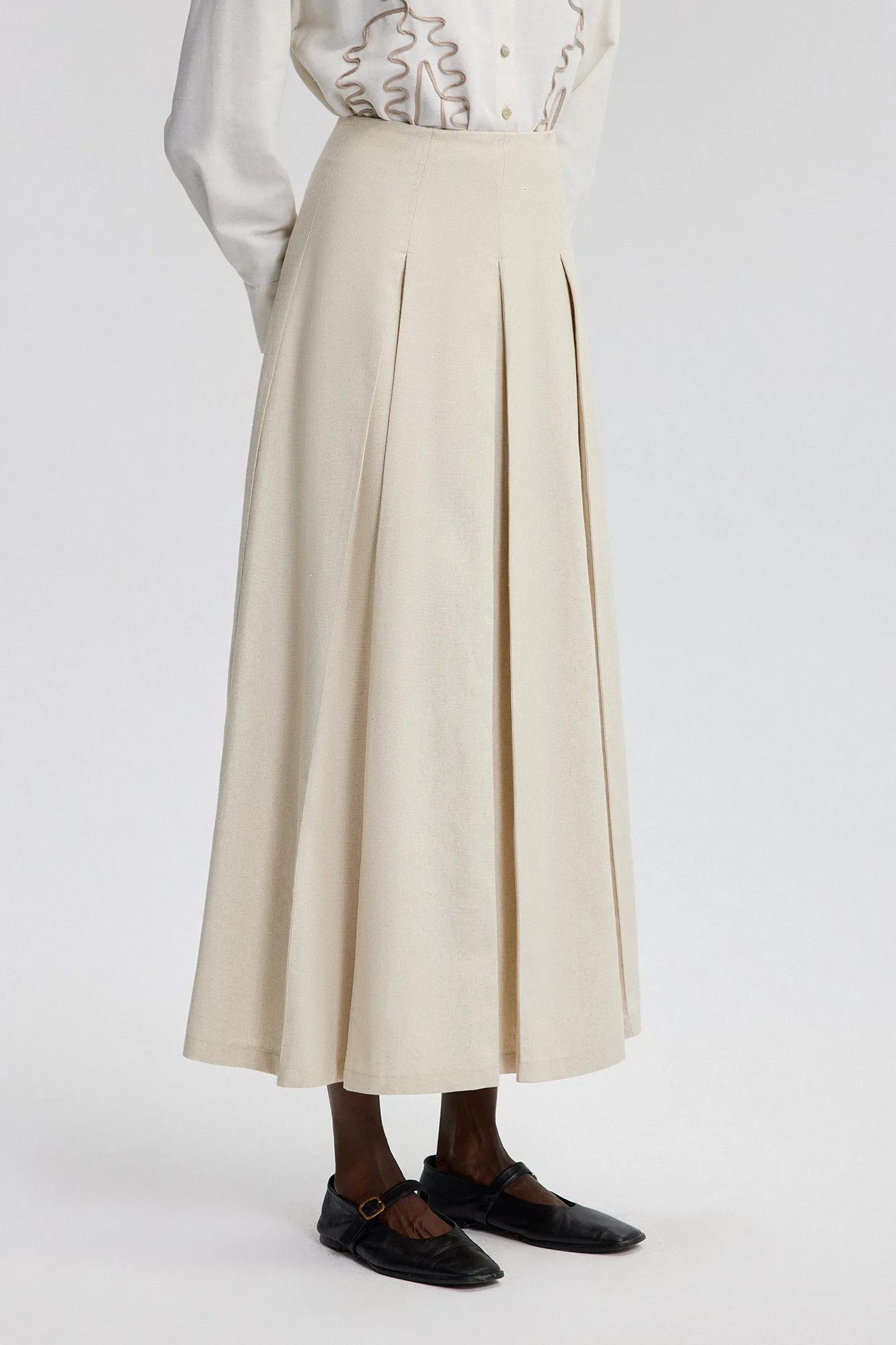 PLEATED LINEN SKIRT