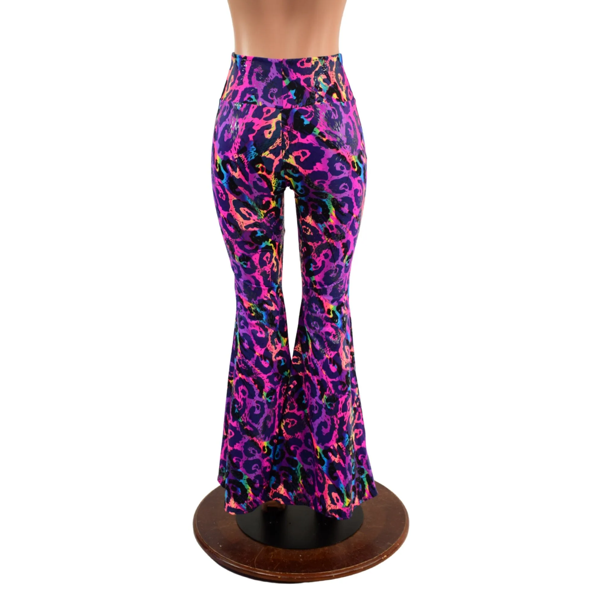 Rainbow Leopard High Waist Solar Flares