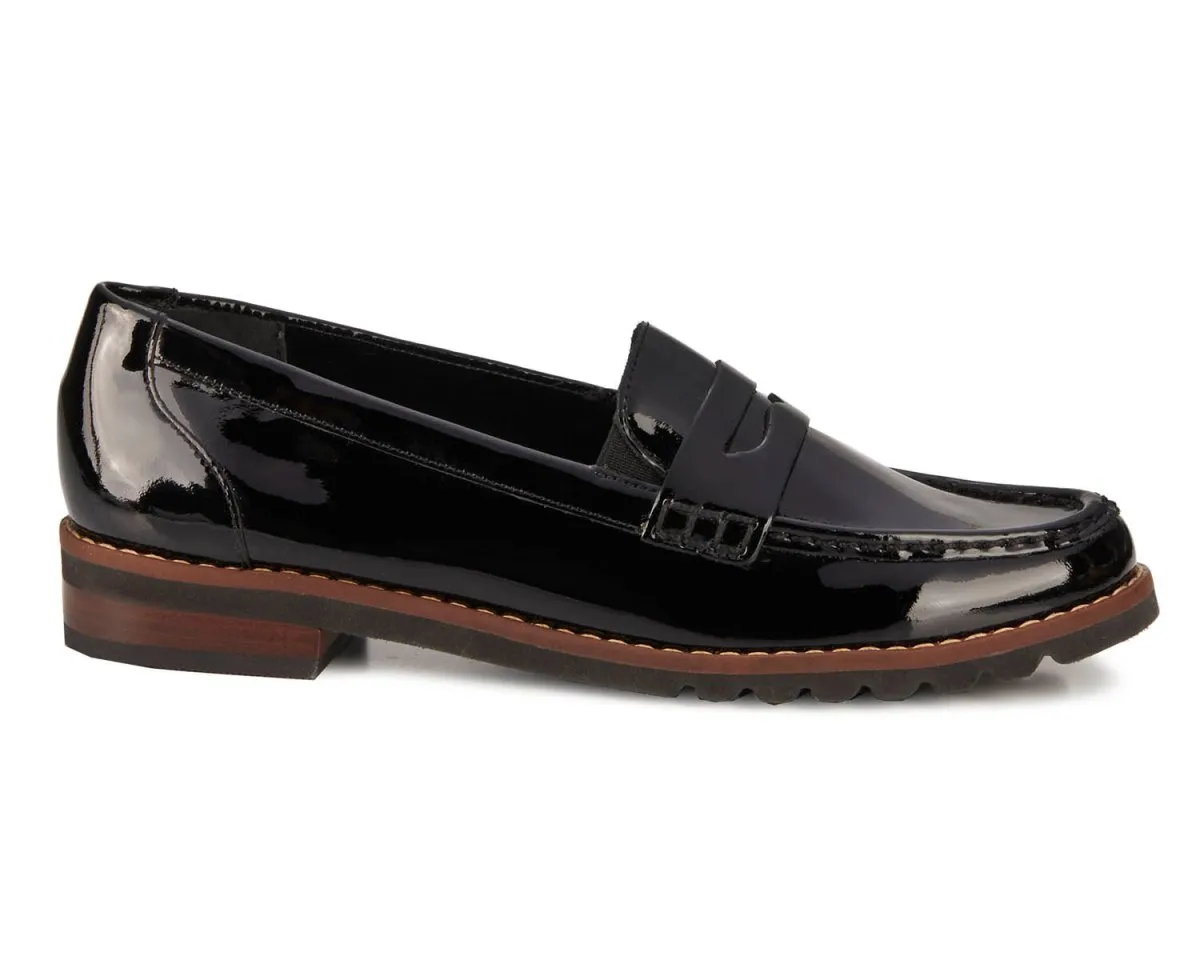 Ros Hommerson Winnie Ii Women's Penny-loafer Slip-on Shoe In Black Pat