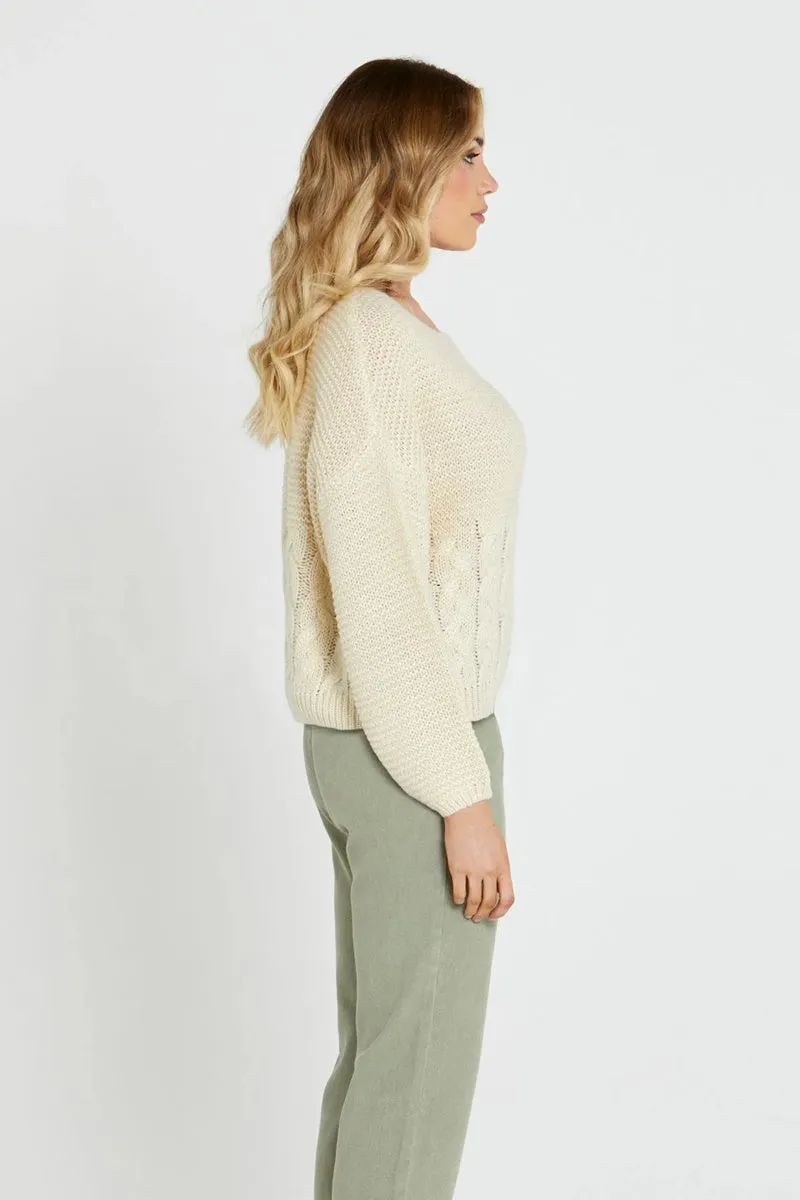 Sass - Erin Cable Knit Jumper - Cream