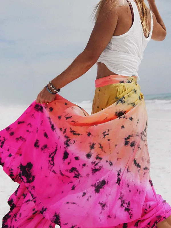 Silk Nomad Maxi Wrap Skirt - Astral Neon