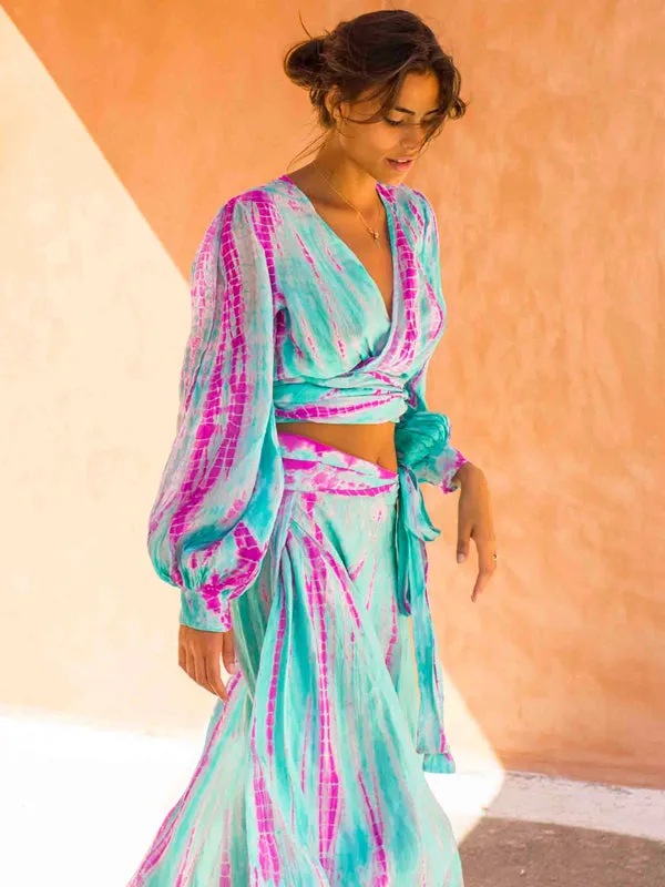 Silk Nomad Maxi Wrap Skirt - Astral Neon