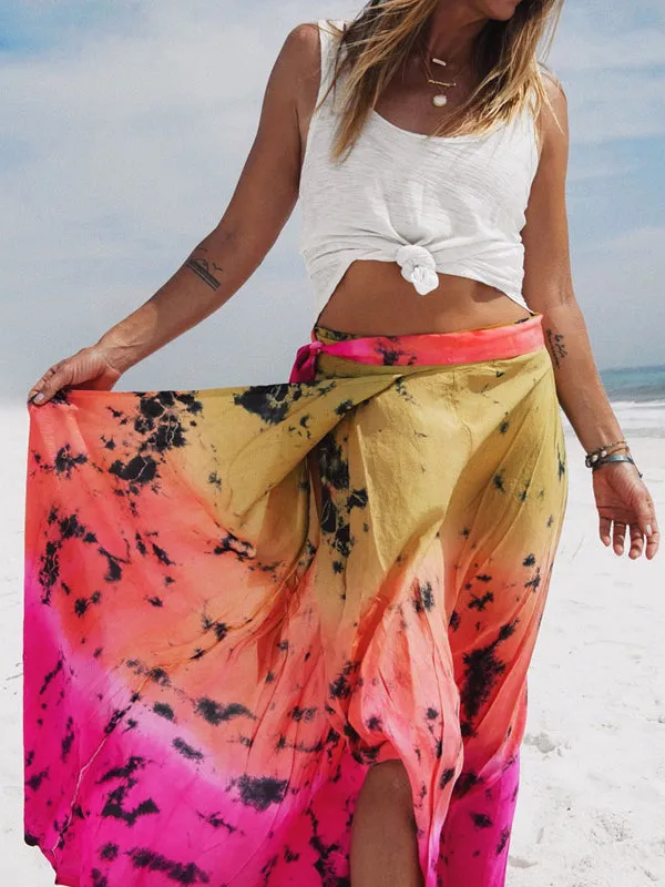 Silk Nomad Maxi Wrap Skirt - Astral Neon